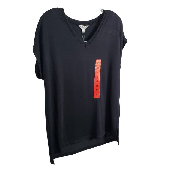 Orvis Tops - Orvis NWT Size M Top Hi-Lo Tunic Knit Short Sleeve Lightweight Silky Soft Black